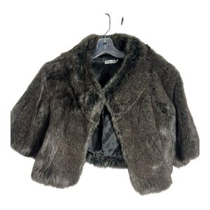 Eliza J Luxurious Faux Fur Cape - Deep Brown
